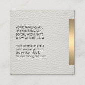 Gouden Metallic Trim Wit Leder Vierkante Visitekaartje (Achterkant)