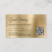 Gouden Metallic Vastgoed QR Code Foto Visitekaartje (Achterkant)