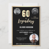 Gouden Metallic Verrassing 3 Foto 60e Verjaardag Kaart (Voorkant)