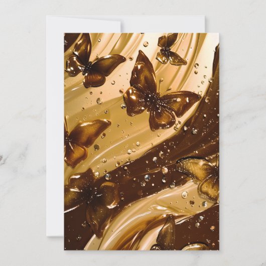 Gouden Metallic Vlinder Glam Abstract Aankondiging (Voorkant)