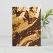 Gouden Metallic Vlinder Glam Abstract Aankondiging (Staand voorkant)