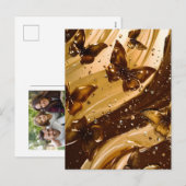 Gouden Metallic Vlinder Glam Abstract Feestdagenkaart (Voorkant / Achterkant)
