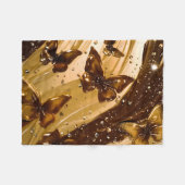Gouden Metallic Vlinder Glam Abstract Fleece Deken (Voorkant (Horizontaal))