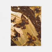 Gouden Metallic Vlinder Glam Abstract Fleece Deken (Voorkant)
