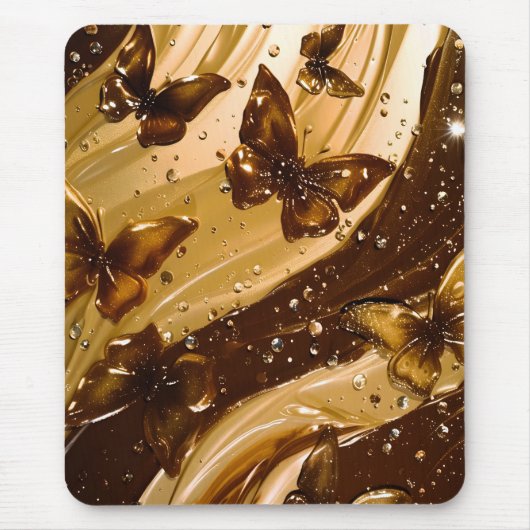Gouden Metallic Vlinder Glam Abstract Muismat (Voorkant)