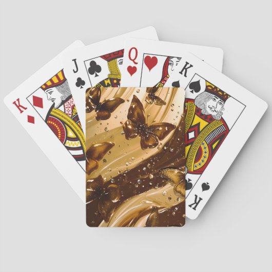Gouden Metallic Vlinder Glam Abstract Pokerkaarten (Achterkant)
