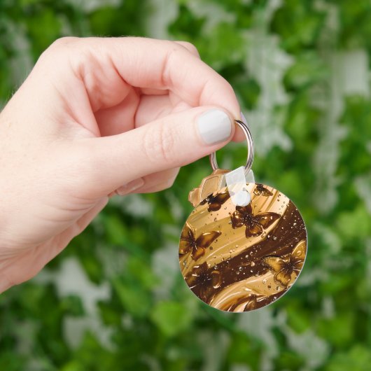 Gouden Metallic Vlinder Glam Abstract Sleutelhanger (Hand)