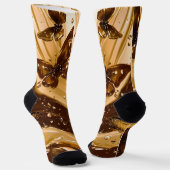 Gouden Metallic Vlinder Glam Abstract Sokken (Gebogen)