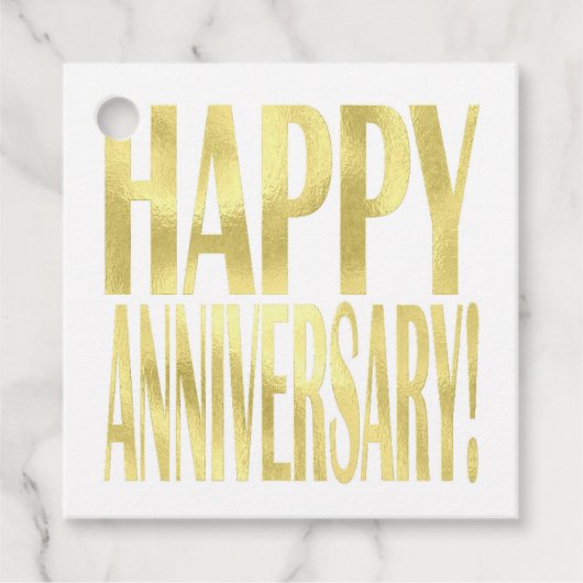 Gouden metallic vrolijke jubileum stijlvolle chic bedankjes labels (Voorkant)