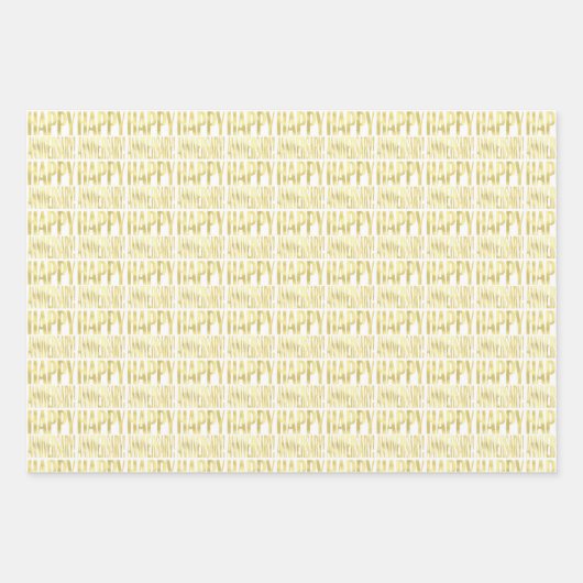 Gouden metallic vrolijke jubileum stijlvolle chic inpakpapier vel (Voorkant)