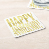 Gouden metallic vrolijke jubileum stijlvolle chic kartonnen onderzetters (Schuin)