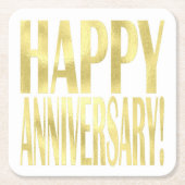 Gouden metallic vrolijke jubileum stijlvolle chic kartonnen onderzetters (Voorkant)