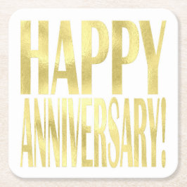 Gouden metallic vrolijke jubileum stijlvolle chic kartonnen onderzetters