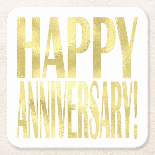 Gouden metallic vrolijke jubileum stijlvolle chic kartonnen onderzetters (Voorkant)