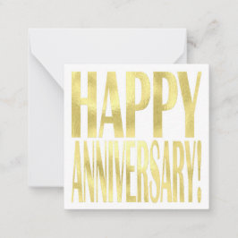 Gouden metallic vrolijke jubileum stijlvolle chic notitiekaartje