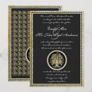 Gouden Metallic Wervelboom Gouden Rand Bruiloft Kaart