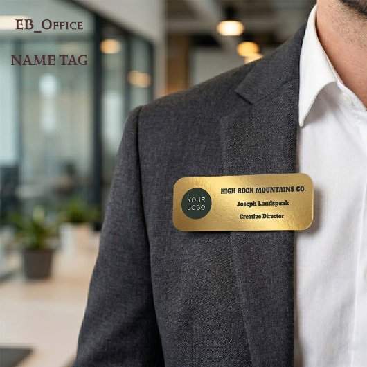 Gouden Metallic Zakelijk Logo Werknemer Naamplaatje