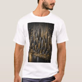 Gouden Metropolis | 3D Micro Mozaïek Skyline T-shirt (Voorkant)