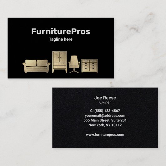 Gouden Meubels Zwart Visitekaartje (Voorkant / Achterkant)