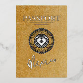 Gouden Mexico Passport bruiloft Folie Uitnodiging (Voorkant)