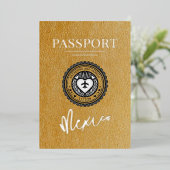 Gouden Mexico Passport bruiloft Folie Uitnodiging (Staand Voorkant)