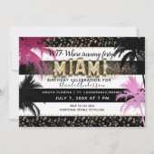 Gouden Miami Glitter Glam Palm Trees Verjaardagsfe Kaart (Voorkant)