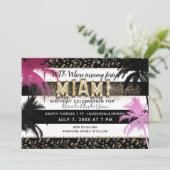 Gouden Miami Glitter Glam Palm Trees Verjaardagsfe Kaart (Staand voorkant)