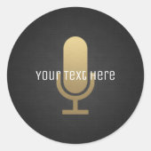 Gouden microfoon ronde sticker (Voorkant)