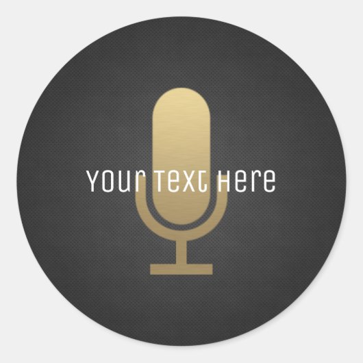 Gouden microfoon ronde sticker (Voorkant)