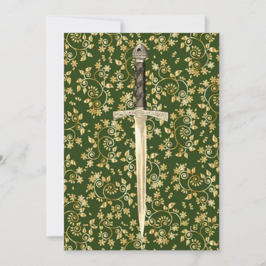 Gouden middeleeuwse bruiloft uitnodiging (Achterkant)