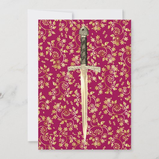 Gouden middeleeuwse bruiloft uitnodiging (Achterkant)