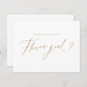 Gouden minimale vraag je mijn bloemenmeisje script kaart (Voorkant / Achterkant)