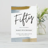 Gouden minimalist abstract 50e verjaardag kaart (Staand voorkant)