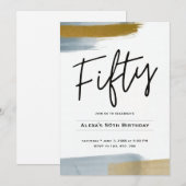 Gouden minimalist abstract 50e verjaardag kaart (Voorkant / Achterkant)