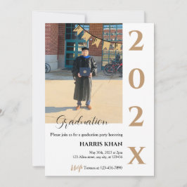 Gouden minimalistische afstudeerfeest kaart