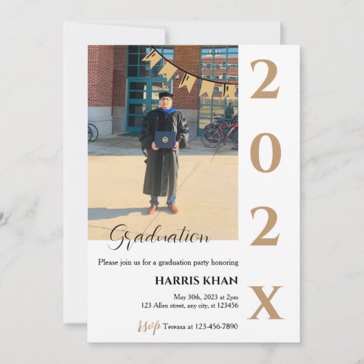 Gouden minimalistische afstudeerfeest kaart (Voorkant)