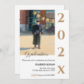 Gouden minimalistische afstudeerfeest kaart (Voorkant / Achterkant)