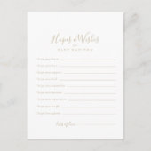Gouden minimalistische Baby shower Hopes & Wishes  Briefkaart (Voorkant)