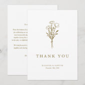 Gouden minimalistische botanicals bruiloft bedankkaart (Voorkant / Achterkant)