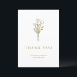Gouden minimalistische botanicals bruiloft bedankkaart<br><div class="desc">gouden bruiloft bedankje. Het beschikt over een moderne bloemboeket lijn kunst en eenvoudige typografie. Personaliseer door namen,  datum en bericht toe te voegen. Deze minimalistische bloemenkaart is ideaal voor bruiloften,  vrijgezellenfeesten,  baby showers,  verjaardagen en andere evenementen.</div>
