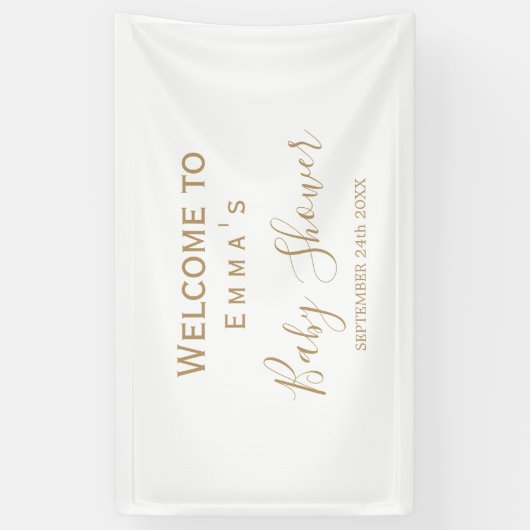 Gouden Minimalistische Bruidsdouche Bord Spandoek (Verticaal)