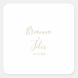 Gouden minimalistische bruiloft envelop afdichting vierkante sticker