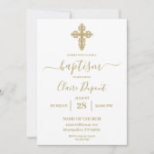 Gouden minimalistische doop Spaanse uitnodiging (Voorkant)