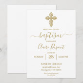 Gouden minimalistische doop Spaanse uitnodiging (Voorkant / Achterkant)