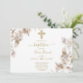 Gouden minimalistische doop Spaanse uitnodiging (Staand voorkant)