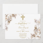 Gouden minimalistische doop Spaanse uitnodiging (Voorkant / Achterkant)