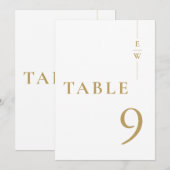 Gouden minimalistische Elegant Monogram Tafelnumme Kaart (Voorkant / Achterkant)