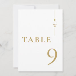 Gouden minimalistische Elegant Monogram Tafelnumme Kaart