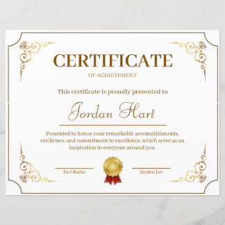 Gouden Minimalistische Elegante Certificaat van Pr