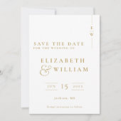 Gouden minimalistische elegante monogram bruiloft save the date (Voorkant)